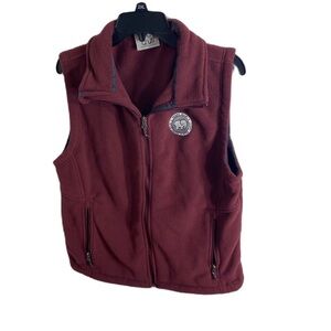 Ivory Ella Maroon Fleece Vest Medium Full Zip Red Women’s